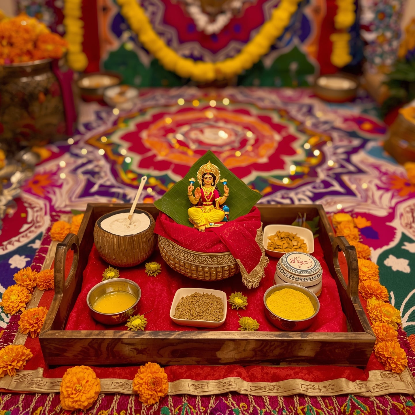 Navratri thali for Pooja ( Basic )